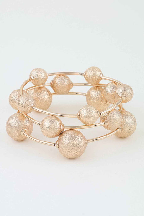 Multi Hammered Tube Beaded Bracelet