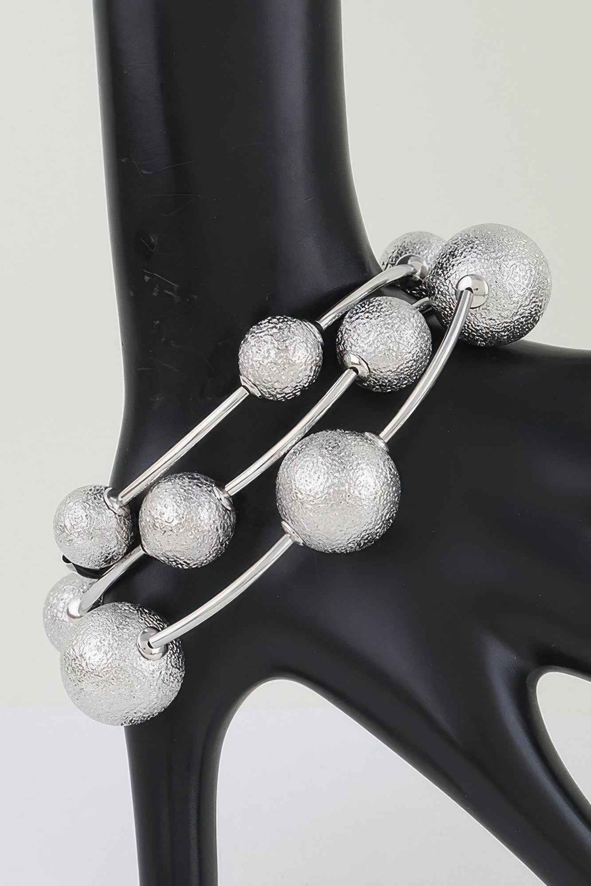 Multi Hammered Tube Beaded Bracelet