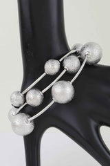 Multi Hammered Tube Beaded Bracelet