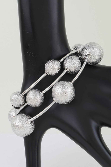 Multi Hammered Tube Beaded Bracelet