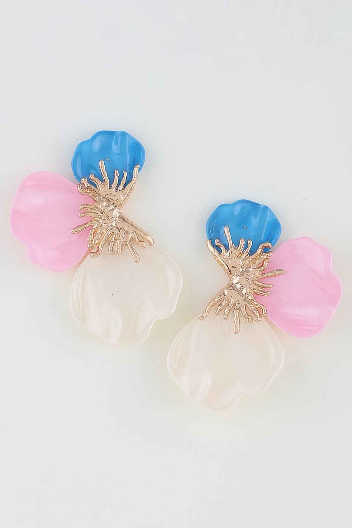 Multi Stone Scale Flower Earrings