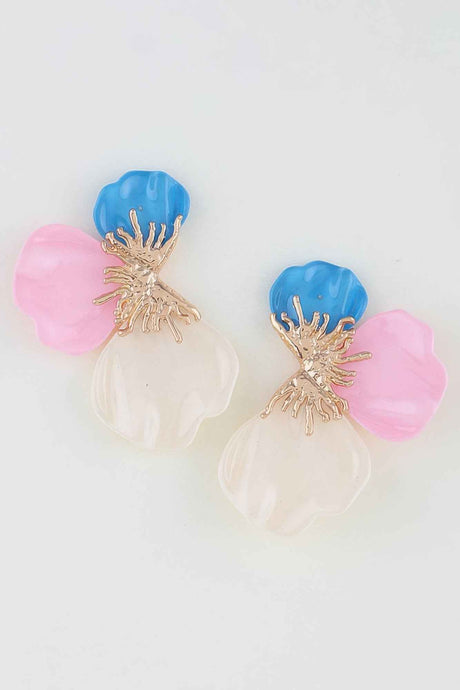 Multi Stone Scale Flower Earrings