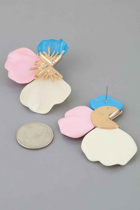 Multi Stone Scale Flower Earrings