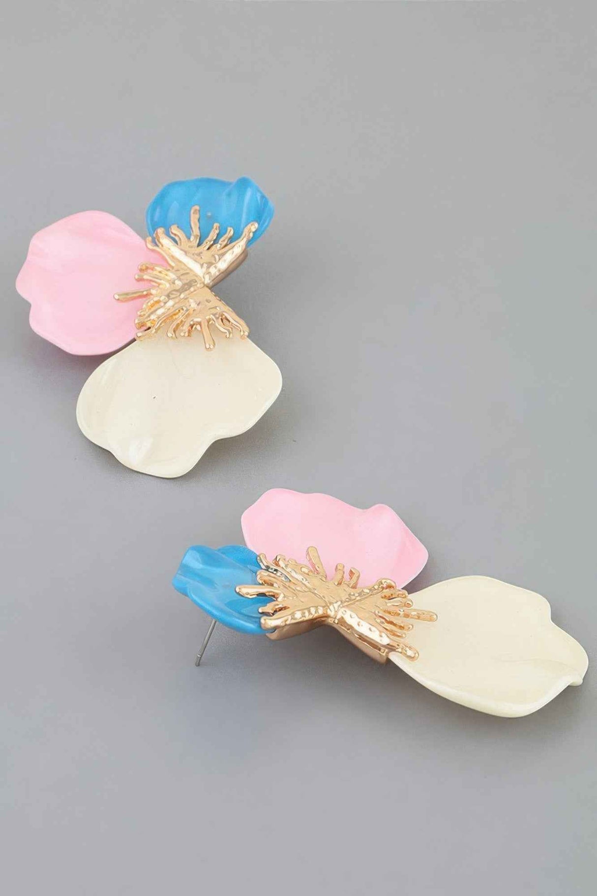 Multi Stone Scale Flower Earrings