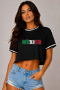 Micro Mesh Mexico Print Crop Top