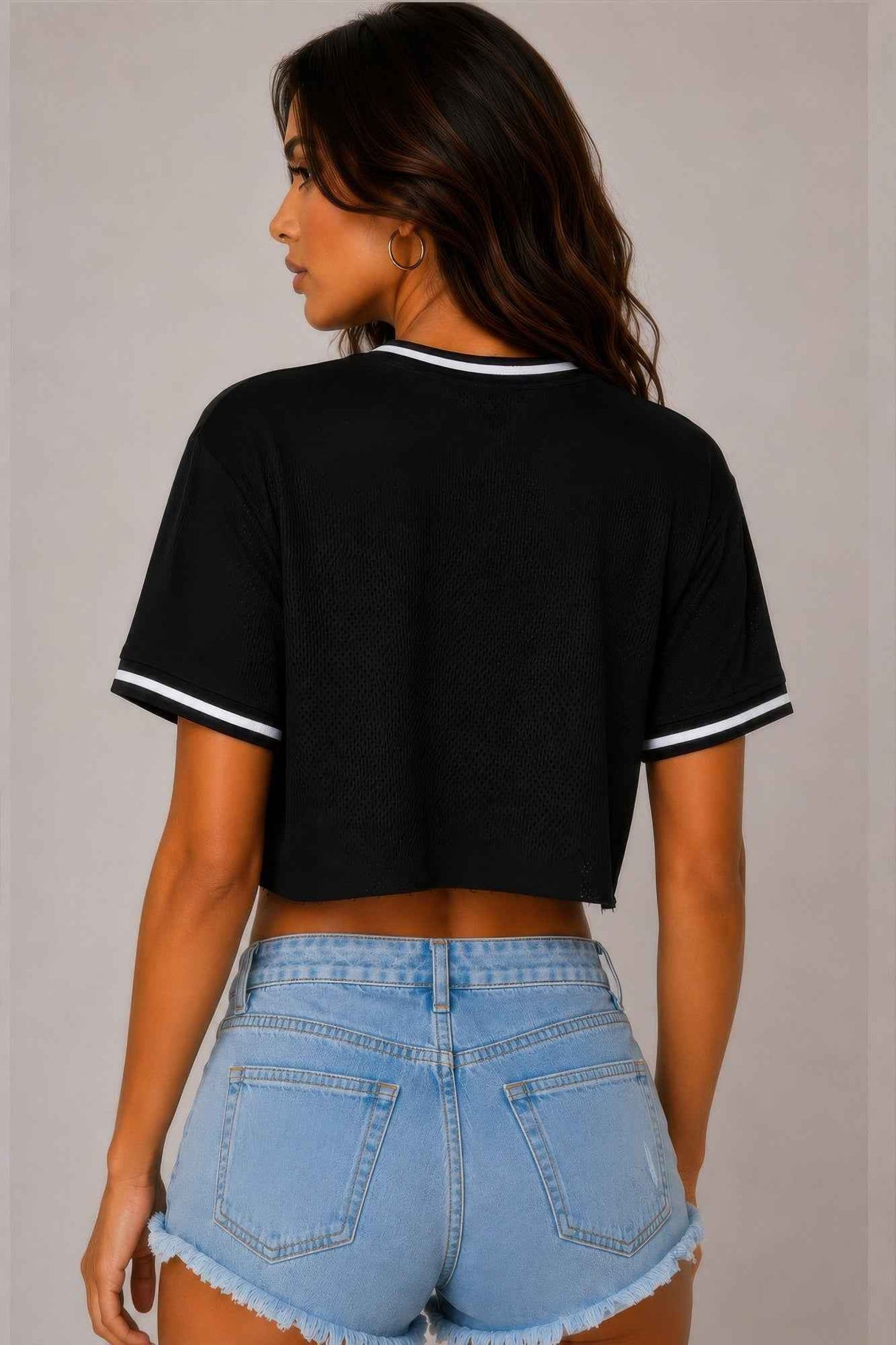 Micro Mesh Mexico Print Crop Top
