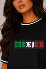 Micro Mesh Mexico Print Crop Top