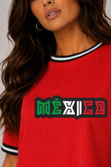 Micro Mesh Mexico Print Crop Top