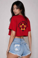 Short Sleeve Cotton Korea Print Shirt