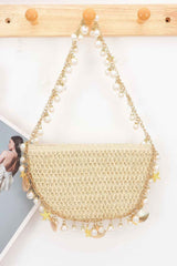Nautical Charm Woven Pearl Shoulder Bag