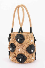 Faux Straw Flower Barrel Clutch