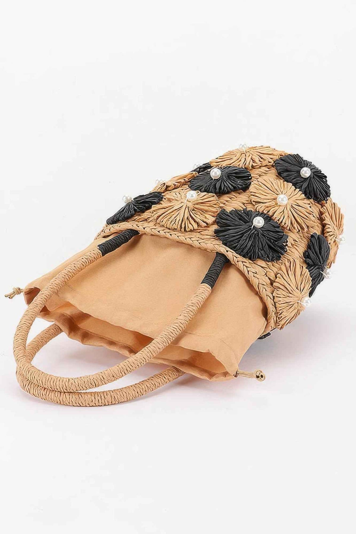 Faux Straw Flower Barrel Clutch