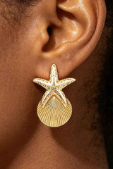Starfish & Shell Drop Earrings