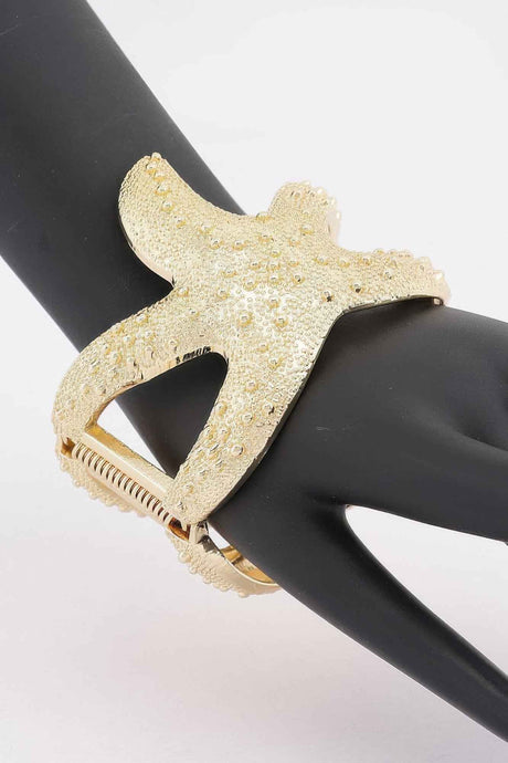 Starfish Hinged Cuff Bracelet