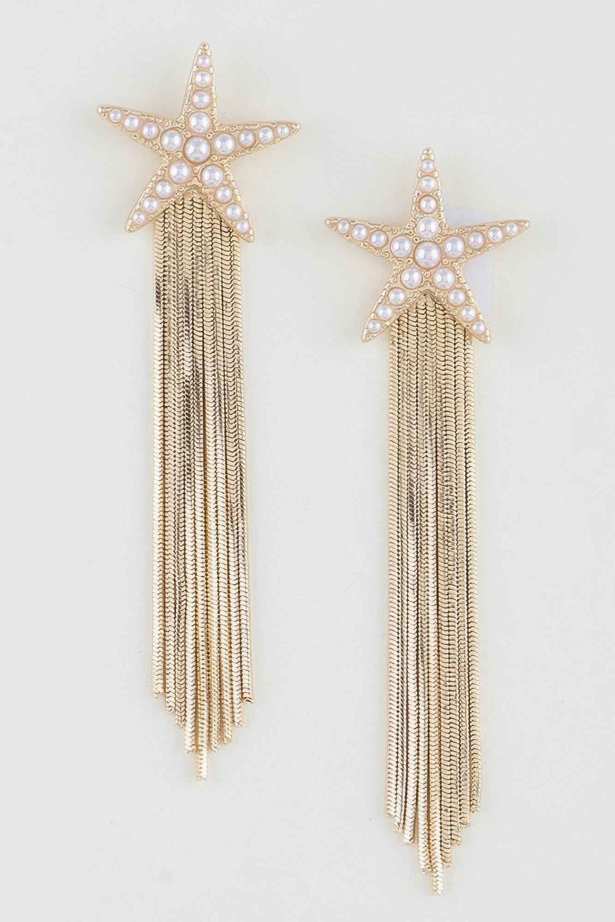 Beaded Starfish Curtain Drop Earrings