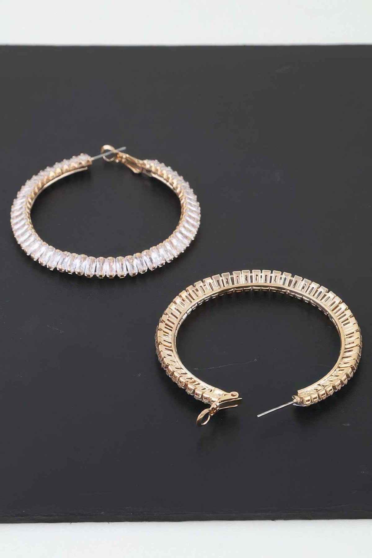 Cubic Zirconia Crystal Hoop Earrings