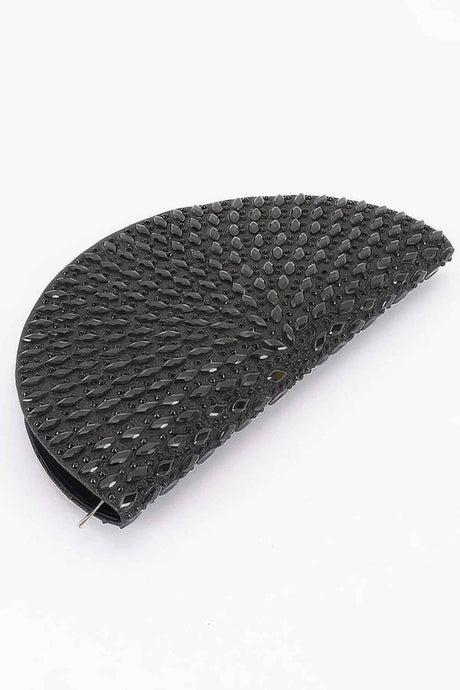 Rhinestone Half Moon Party Clutch