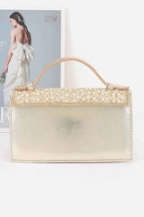 Rhinestone And Pearl Flap Clutch