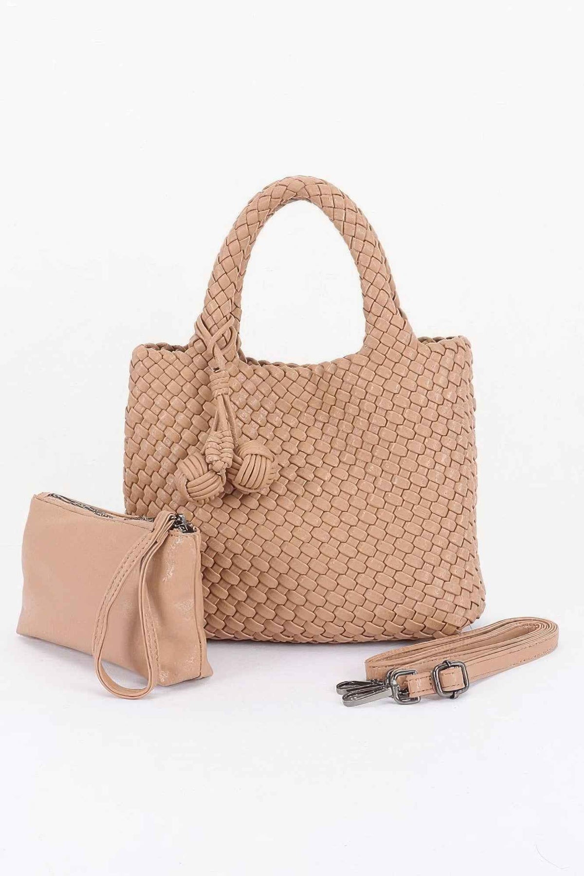 Braided Vegan Leather Tote Bag