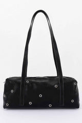 Vegan Leather Eyelet Studded Rectanglar Bag