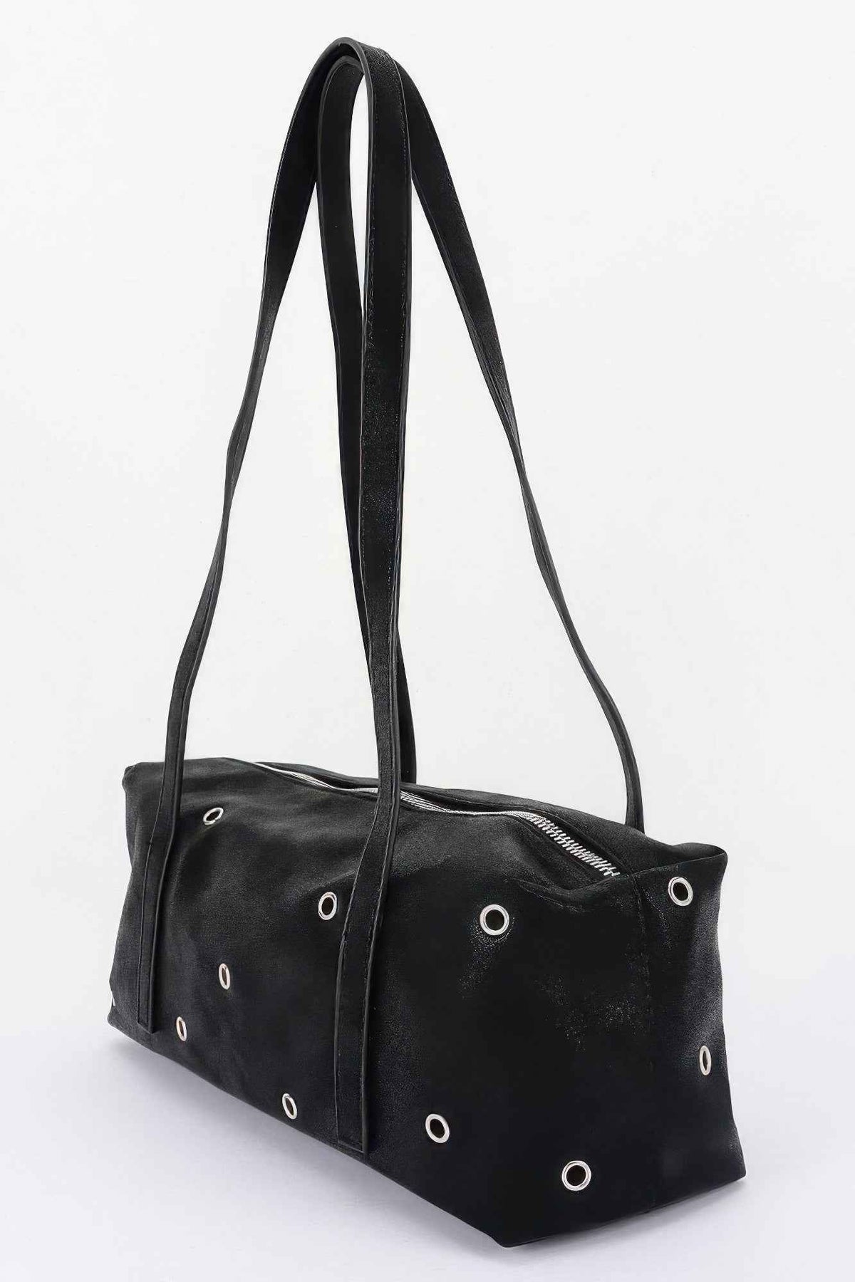 Vegan Leather Eyelet Studded Rectanglar Bag