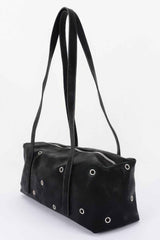 Vegan Leather Eyelet Studded Rectanglar Bag