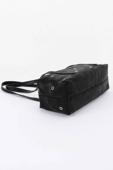 Vegan Leather Eyelet Studded Rectanglar Bag