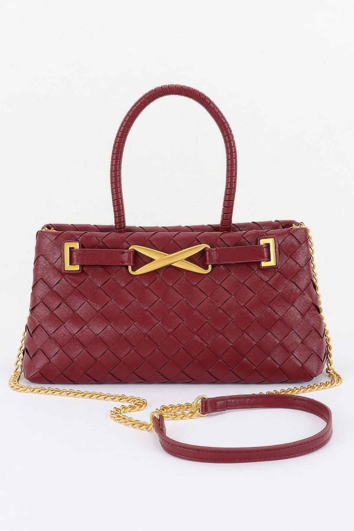 Braided Vegan Leather Top Handle Bag