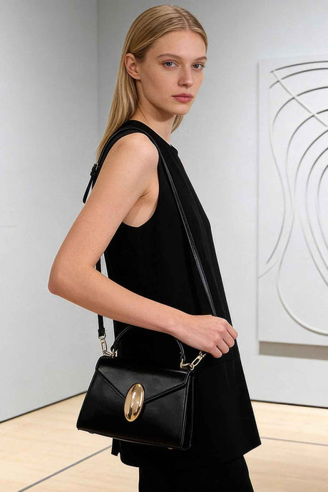 Vegan Leather Top Handle Flap Bag