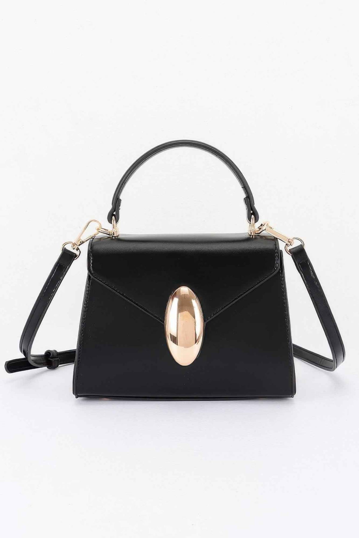Vegan Leather Top Handle Flap Bag