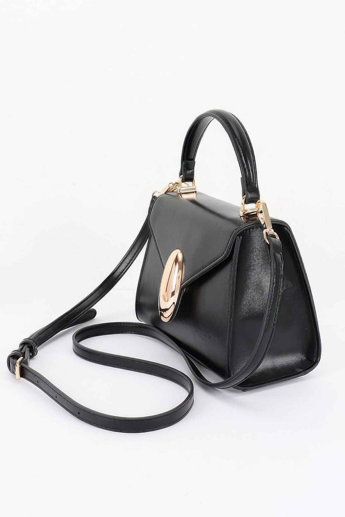 Vegan Leather Top Handle Flap Bag