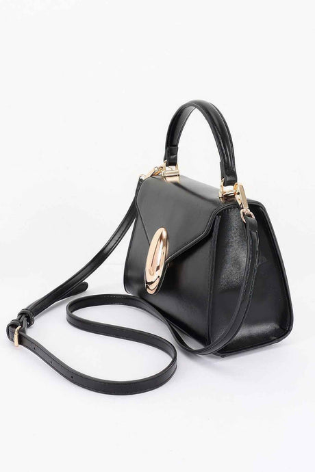 Vegan Leather Top Handle Flap Bag