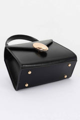 Vegan Leather Top Handle Flap Bag