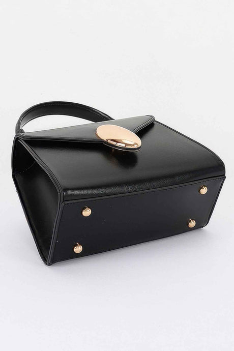 Vegan Leather Top Handle Flap Bag