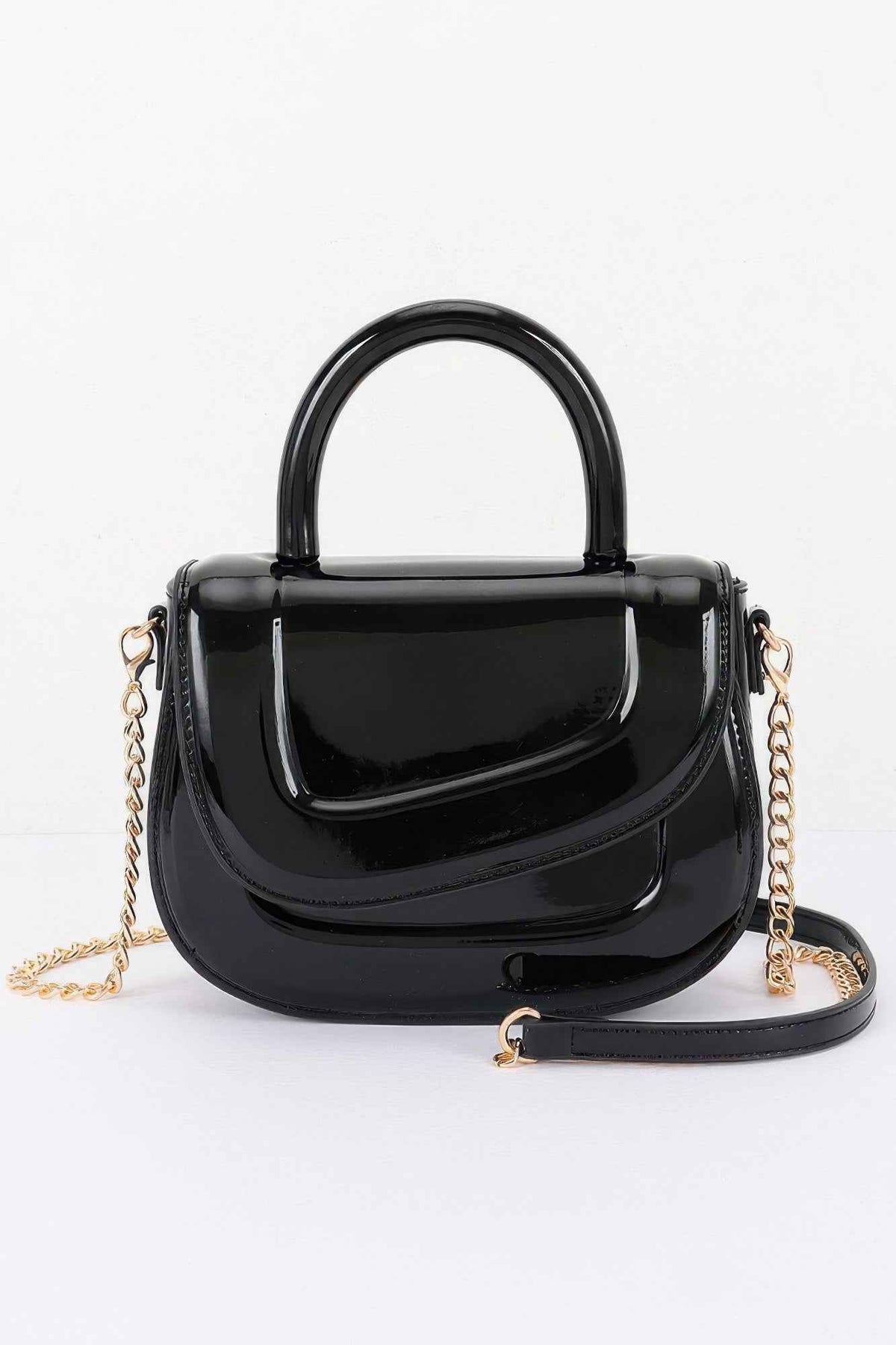 Patent Leather Top Handle Bag