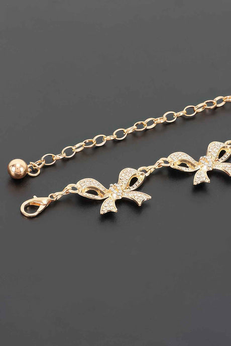 Rhinestone Bow Charm Chain Waist Belt