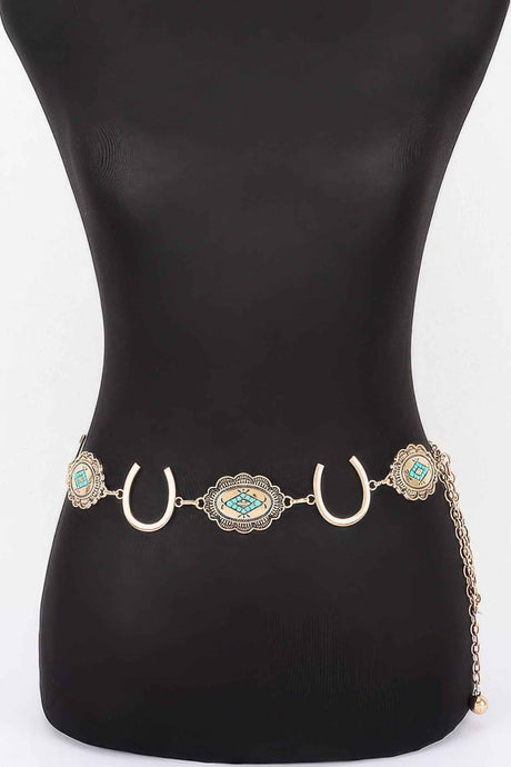 Western Horseshoe Concho Chain Belt