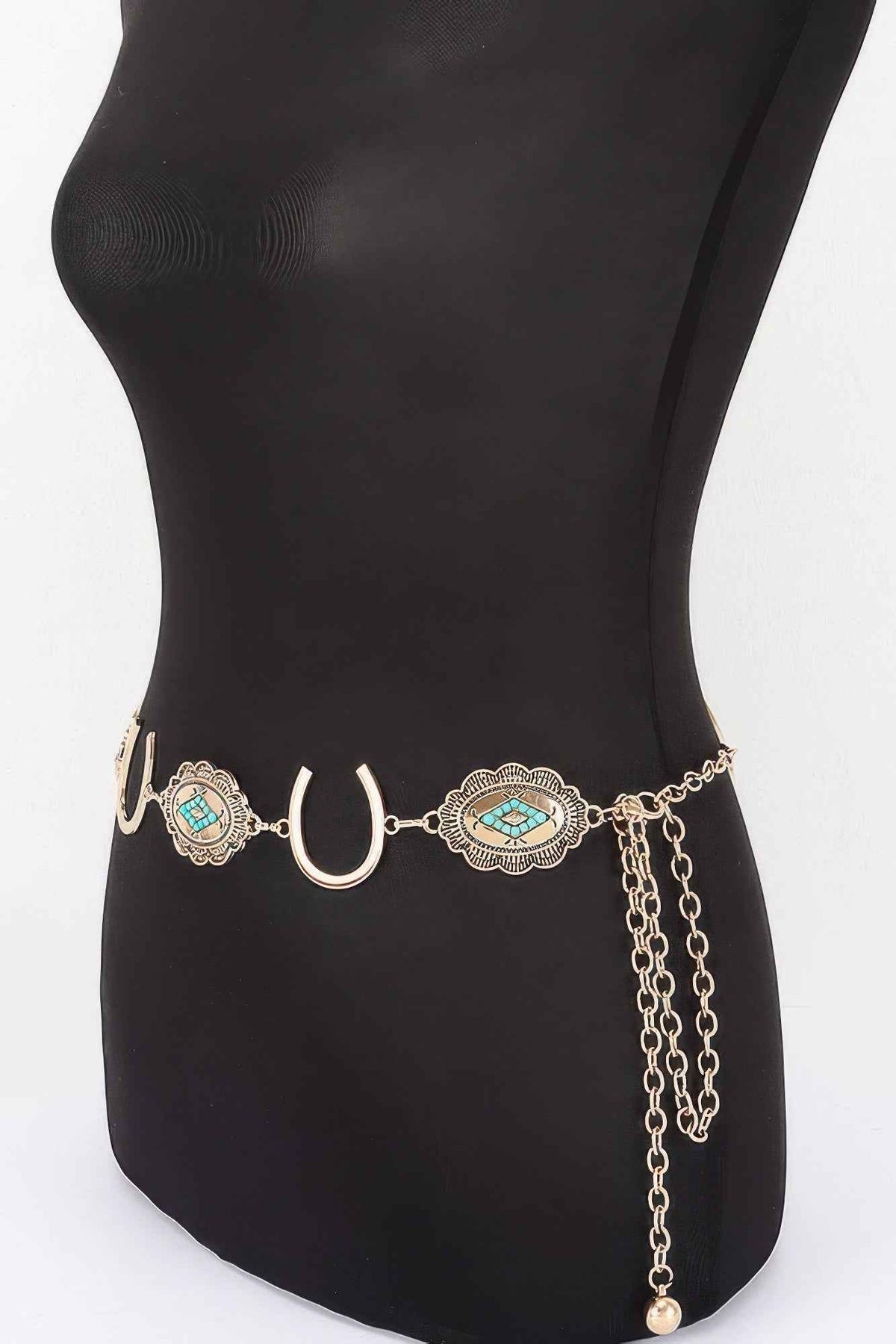 Western Horseshoe Concho Chain Belt