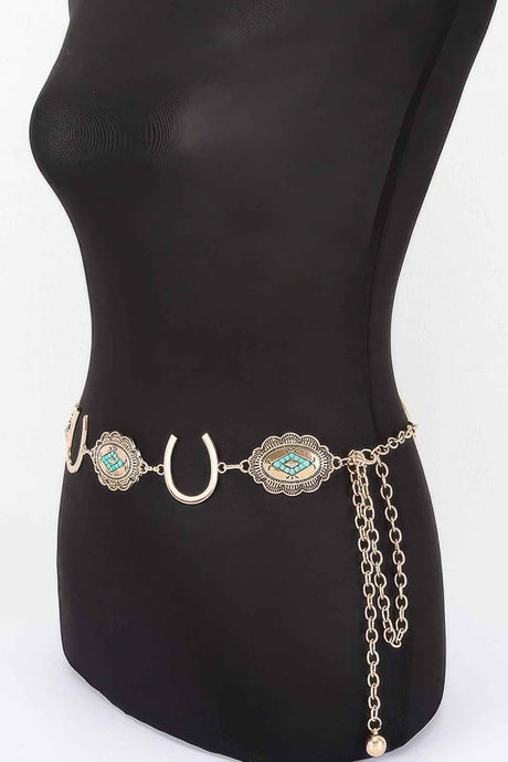 Western Horseshoe Concho Chain Belt