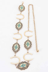 Western Horseshoe Concho Chain Belt