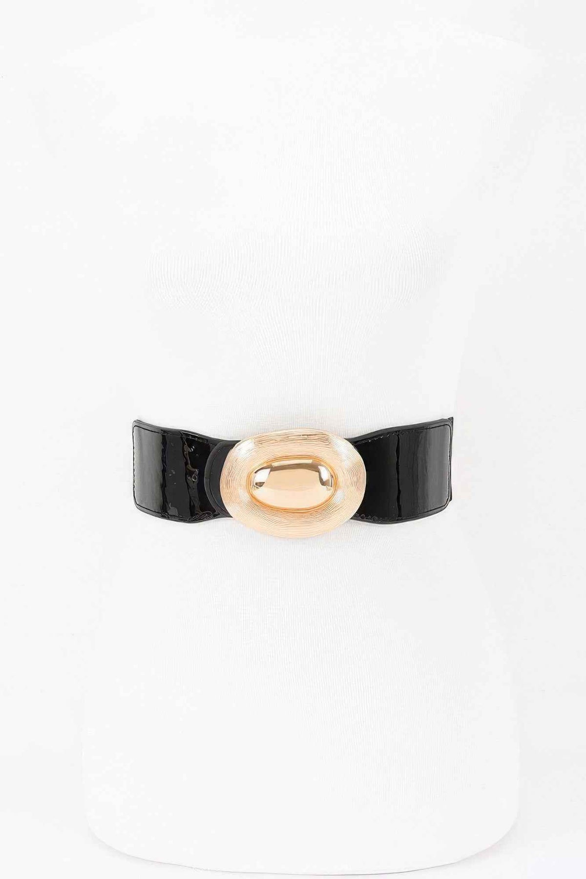 Oval Buckle Wide Waist Belt