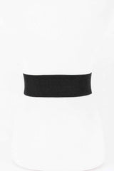 Vegan Leather Metal Buckle Elastic Belt