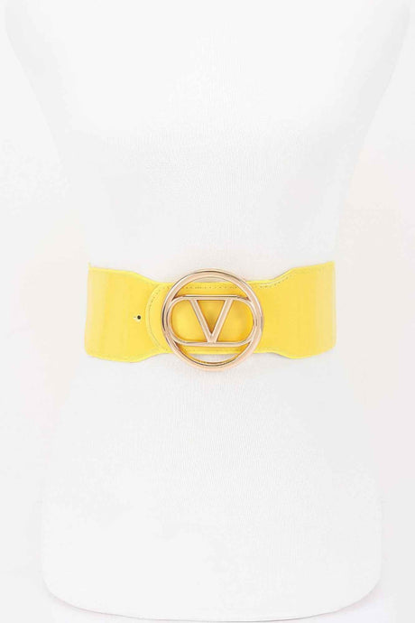 Vegan Leather Metal Buckle Elastic Belt