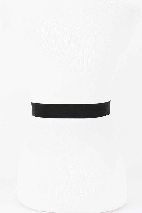Vegan Leather Metal Buckle Elastic Belt