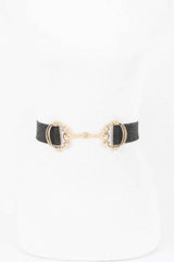 Faux Straw Metal Buckle Elastic Belt
