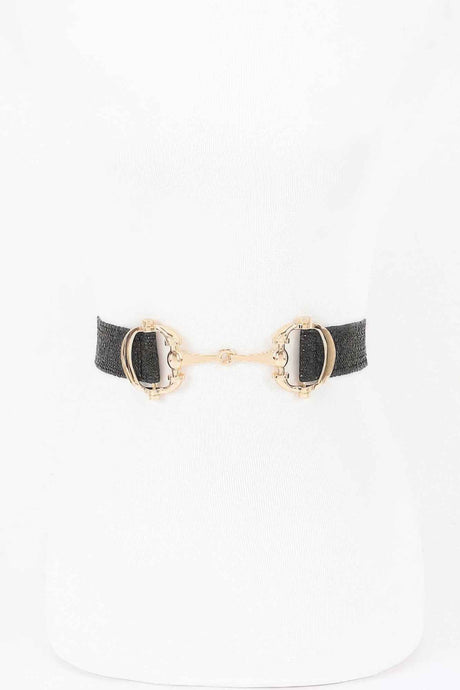 Faux Straw Metal Buckle Elastic Belt