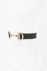 Faux Straw Metal Buckle Elastic Belt
