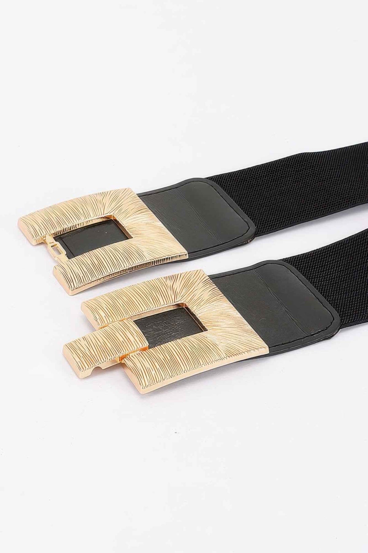 Vegan Leather Metal Buckle Elastic Plus Size Belt