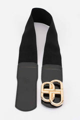 Vegan Leather Metal Buckle Elastic Plus Size Belt