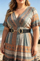 Vegan Leather Metal Buckle Elastic Plus Size Belt